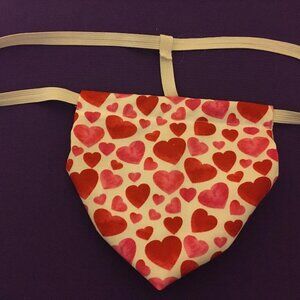 Mens White RED HEARTS Valentines Day Gstring Thong Male Sexy Underwear